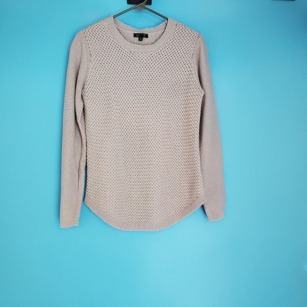 Lety Me Sweater Size Small Gray Knit Suede Elbow Patches